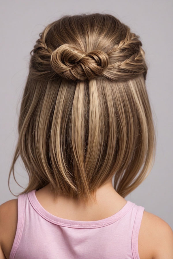 Half-Up Twisted Knot, cute hairstyle for little girls, Adorable Hairstyle for Little Girls 