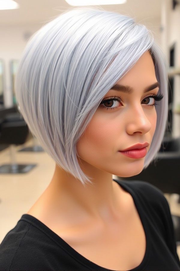 Icy Silver Elegance, icy bob haircut, bob hairstyle