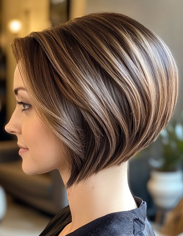 Layered Ash Brown Bob, layered bob haircut