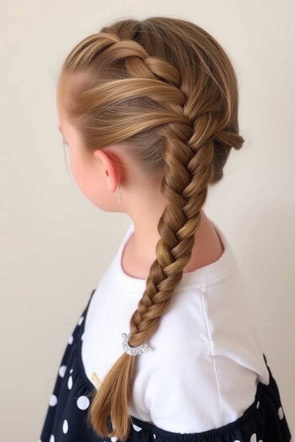 Side French Braid, quick hairstyle for school