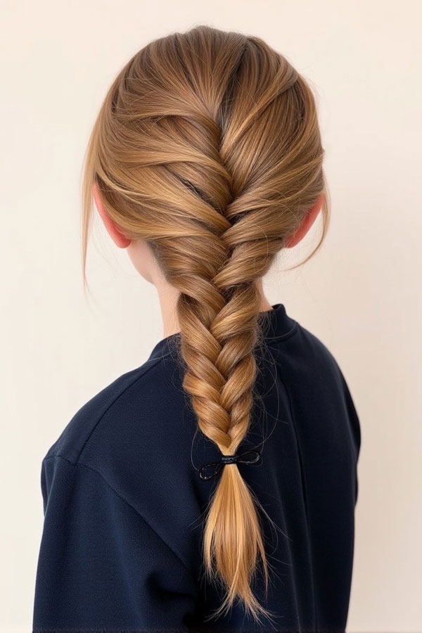 Simple French Braid hairstyle, quick back to school hairstyle