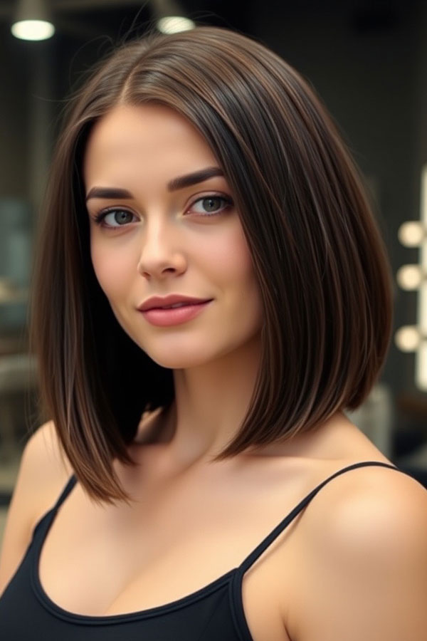 Sleek Blunt Lob, long bob hairstyle, long bob haircut, lob hairstyle