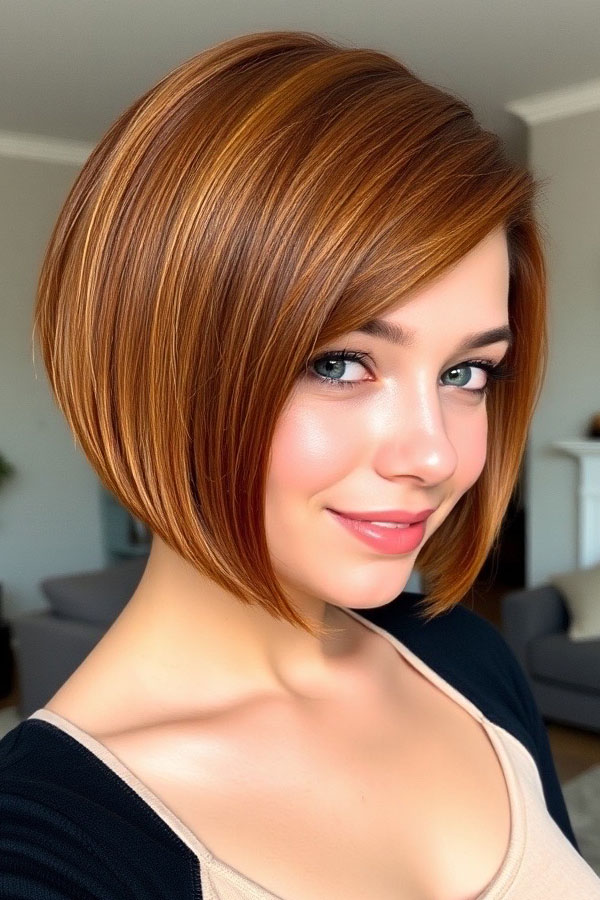 Sleek Copper Bob, bob hairstyle, bob haircut