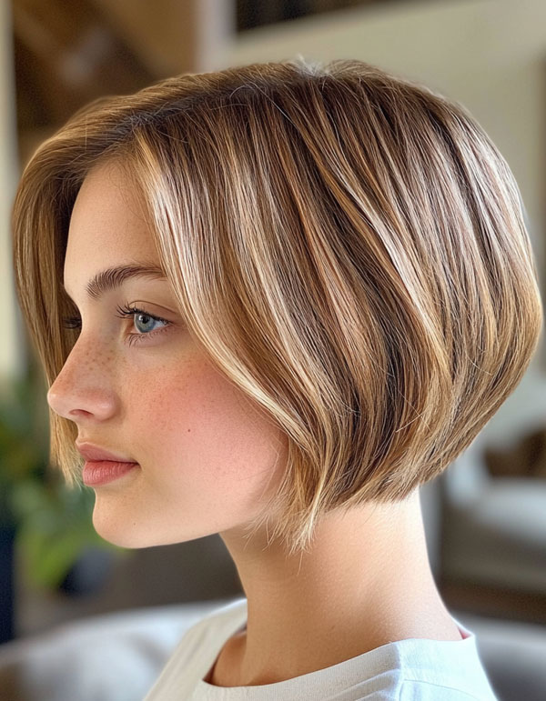 Soft Honey Blonde Bob, layered bob haircut, bob hairstyle