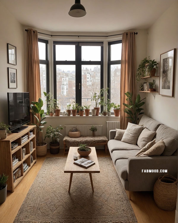 Urban Botanical Living Room, Cozy Small Living Rooms Dressed in Earthy Hues, earthy living room colour