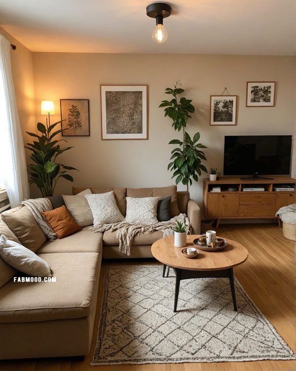 Boho Earthy Vibe, Cozy Small Living Rooms Dressed in Earthy Hues, earthy living room colour