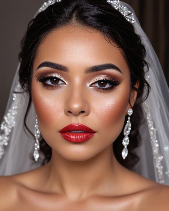 Timeless Red Glam, Bridal Makeup Looks for Dark Skin, bridal make up, dark skin bridal makeup, wedding makeup, black bridal makeup, Bridal Makeup for Black Skin, Best bridal makeup looks for dark skin, soft glam wedding makeup dark skin