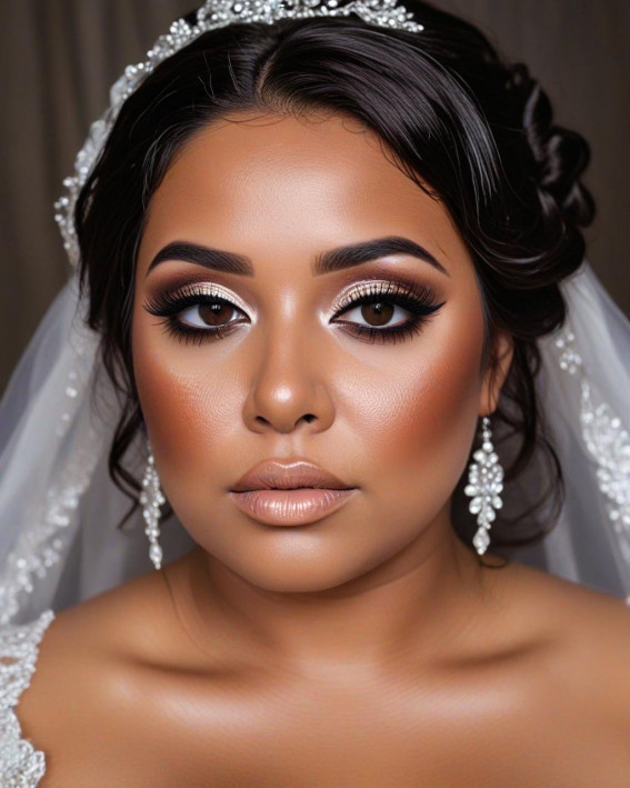 35 Stunning Bridal Makeup Looks for Dark Skin : Classic Glam for the Radiant Bride