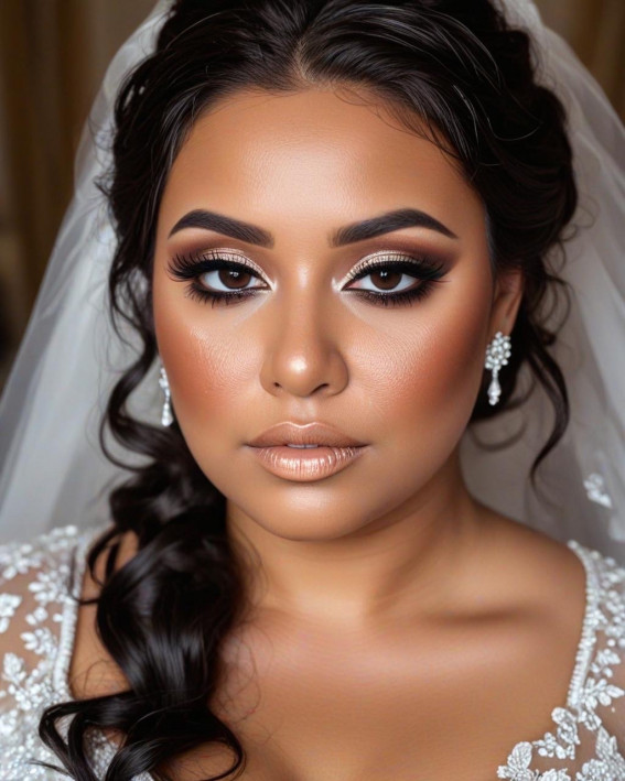 Champagne Gold for a Chubby Bride, chubby bridal makeup, Bridal Makeup Looks for Dark Skin, bridal make up, dark skin bridal makeup, wedding makeup, black bridal makeup, Bridal Makeup for Black Skin, Best bridal makeup looks for dark skin, soft glam wedding makeup dark skin