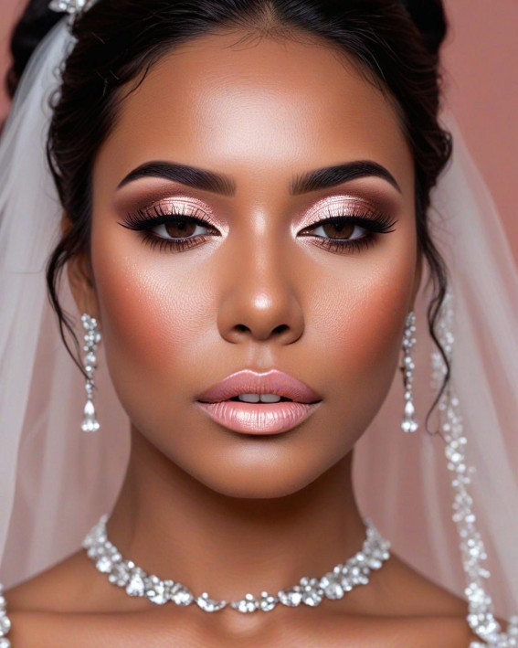 Blushing Bridal Glow, Bridal Makeup Looks for Dark Skin, bridal make up, dark skin bridal makeup, wedding makeup, black bridal makeup, Bridal Makeup for Black Skin, Best bridal makeup looks for dark skin, soft glam wedding makeup dark skin