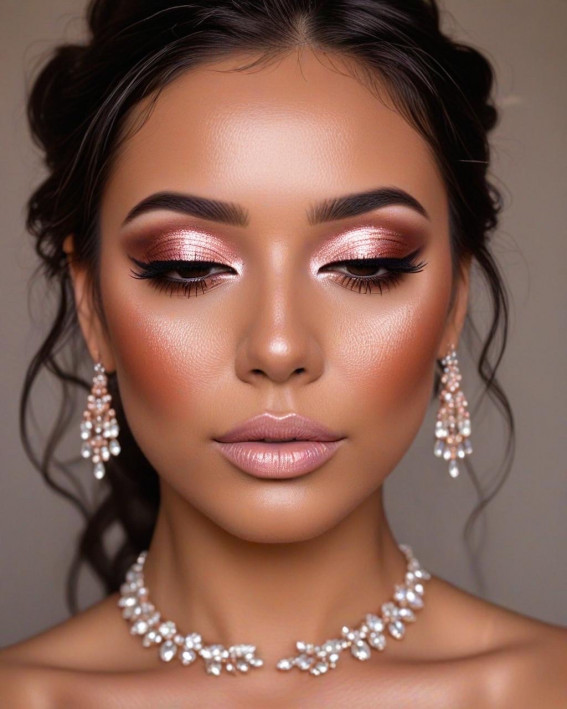 Soft Romantic Rosy Radiance, Bridal Makeup Looks for Dark Skin, bridal make up, dark skin bridal makeup, wedding makeup, black bridal makeup, Bridal Makeup for Black Skin, Best bridal makeup looks for dark skin, soft glam wedding makeup dark skin