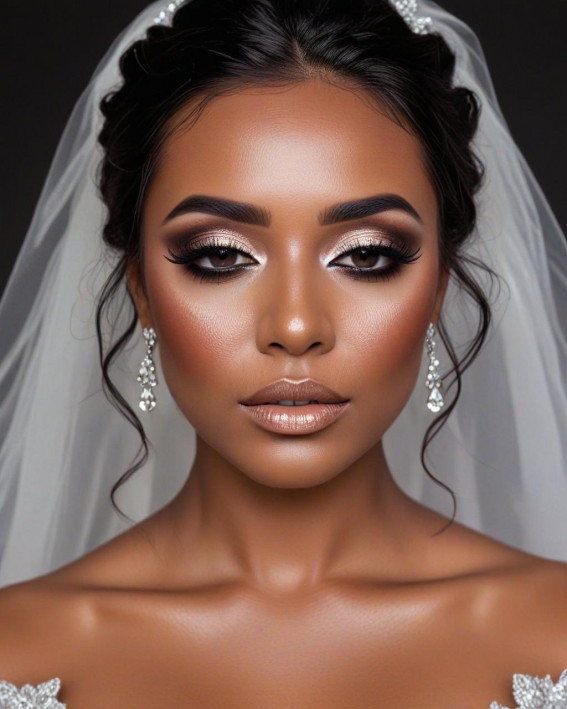 35 Stunning Bridal Makeup Looks for Dark Skin : Bronze Goddess Bride