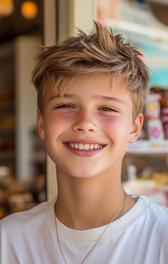 36 Cool Haircuts for Young Teen Boys to Rock : Tousled Spiky Look