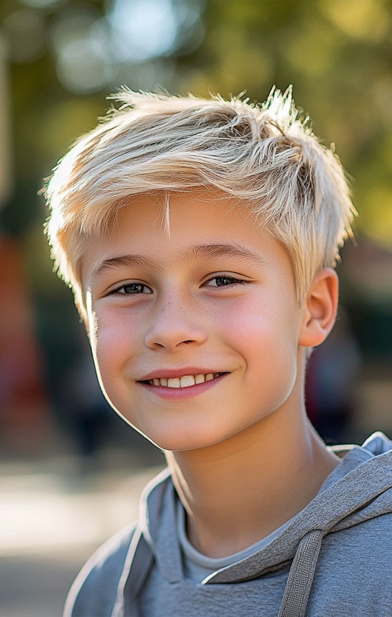 36 Cool Haircuts for Young Teen Boys to Rock : Blonde Crop Cut