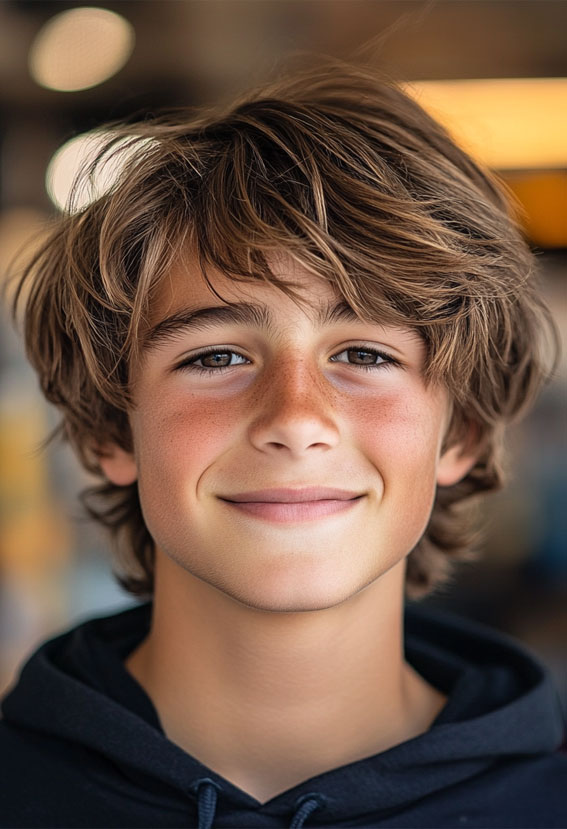 36 Cool Haircuts for Young Teen Boys to Rock : Layered with Side-Swept Fringe