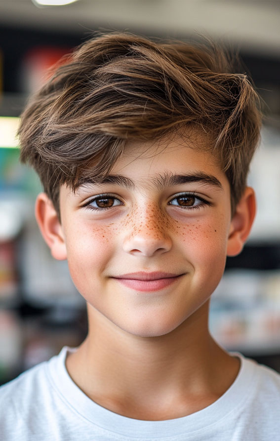 Brown Side-Swept Classic, Cool Haircuts for Young Teen Boy, Teen boy haircuts long on top, Teenage hairstyles boy, Teen boy haircuts, Popular teen boy haircuts, Teen boy haircuts short, 14 year old boy haircuts, 15 year old boy haircuts