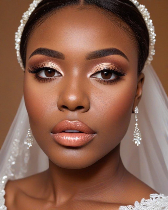 50 Soft Bridal Makeup for Every Ethnicity and Hair Colour : Glamorous Glow for Deep Skin Tones