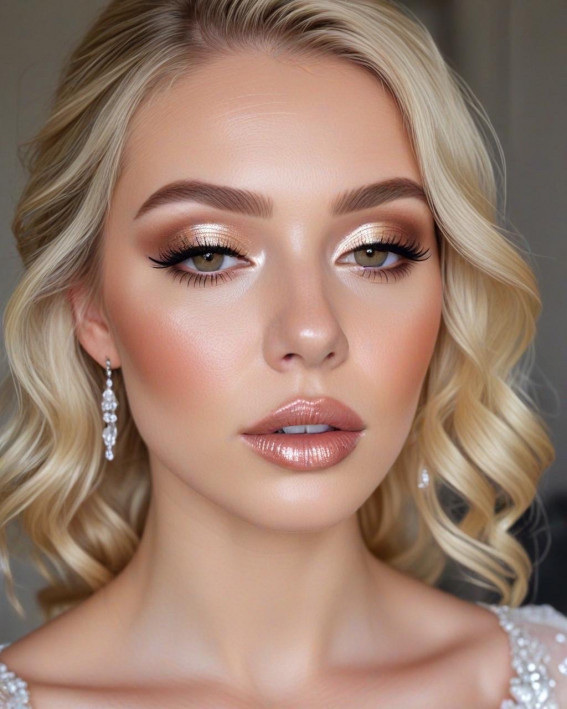 Soft Golden Glam for Blonde Brides, Soft Bridal Makeup for Every Ethnicity and Hair Colour, bridal makeup look, wedding makeup, soft glam bridal makeup