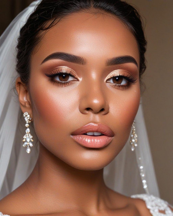 50 Soft Bridal Makeup for Every Ethnicity and Hair Colour : Golden Radiance for Deep Skin Tones