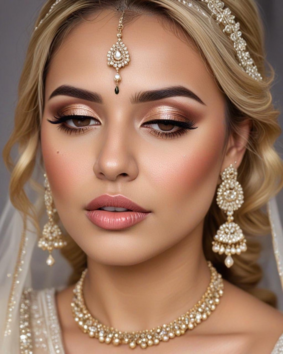 50 Soft Bridal Makeup for Every Ethnicity and Hair Colour : Blonde Hair Bride for Asian Wedding