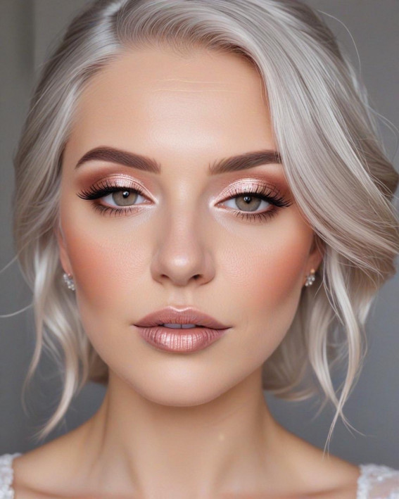 50 Soft Bridal Makeup for Every Ethnicity and Hair Colour : Icy Elegance for Platinum Brides