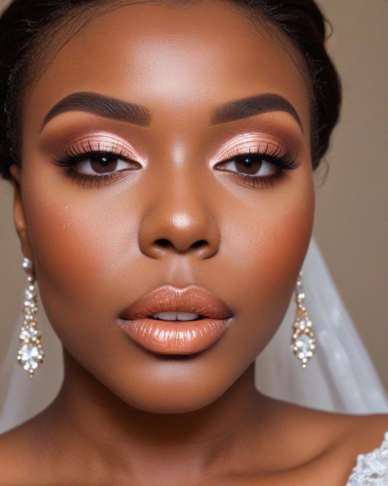 50 Soft Bridal Makeup for Every Ethnicity and Hair Colour : Bronzed Elegance for Deep Skin Tones