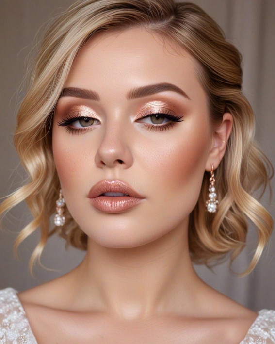 50 Soft Bridal Makeup for Every Ethnicity and Hair Colour : Champagne Glow Bride