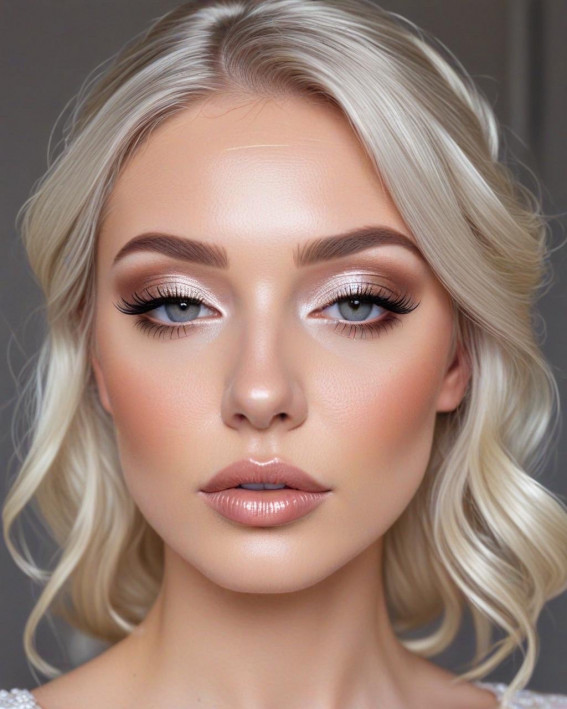 50 Soft Bridal Makeup for Every Ethnicity and Hair Colour : Elegant Glow for Platinum Blonde Brides