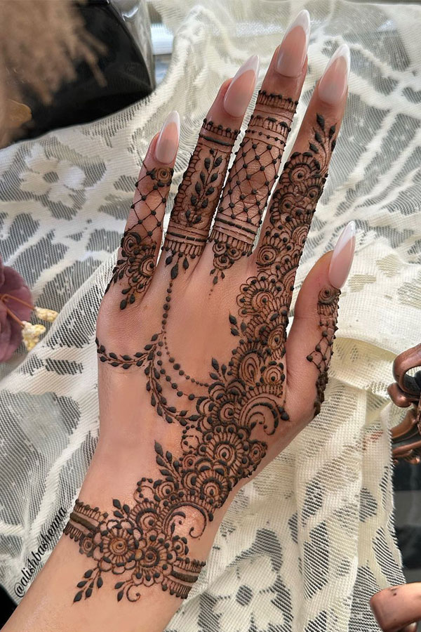 45 Stylish Mehndi Designs Simple and Beautiful : Ornate Lace Dream