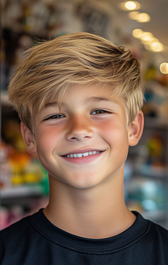 36 Cool Haircuts for Young Teen Boys to Rock : Blonde Side-Swept Style