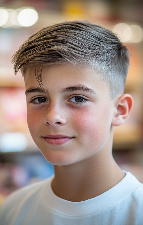 36 Cool Haircuts for Young Teen Boys to Rock : Sleek Fade with Side Part