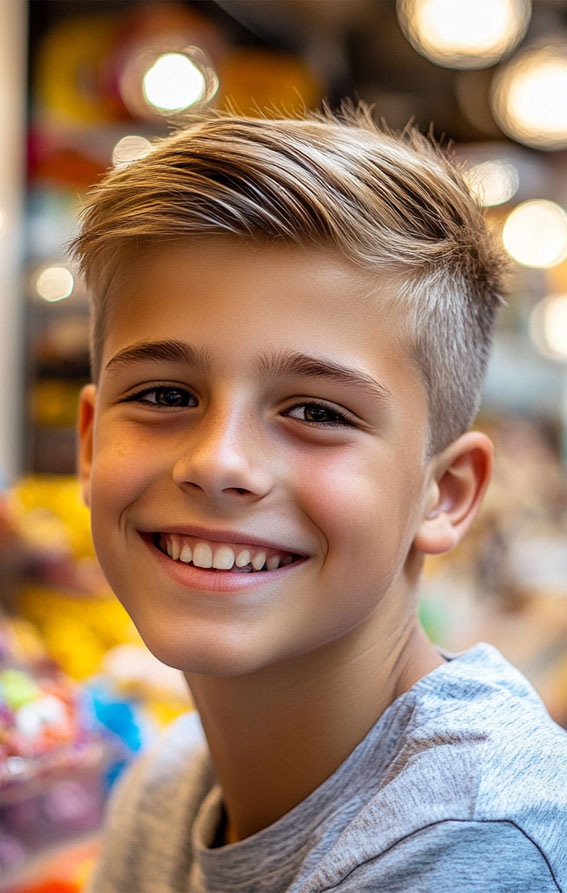 36 Cool Haircuts for Young Teen Boys to Rock : Classic Side Sweep Fade