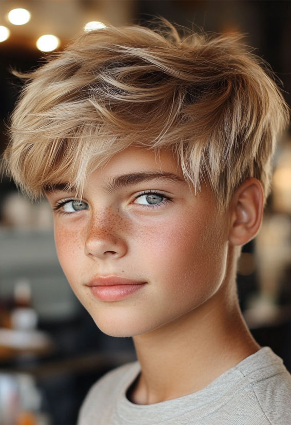 36 Cool Haircuts for Young Teen Boys to Rock : Textured Sandy Blonde