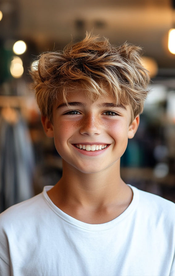 36 Cool Haircuts for Young Teen Boys to Rock : Messy Beach Waves