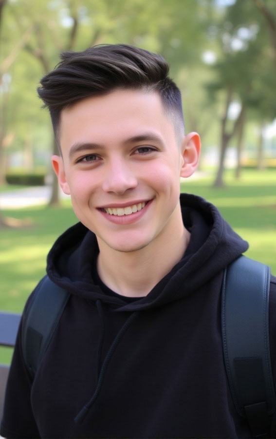 35 Trendy Haircuts for 16-17 Year Old Boys : Sleek Side Part with Low Fade