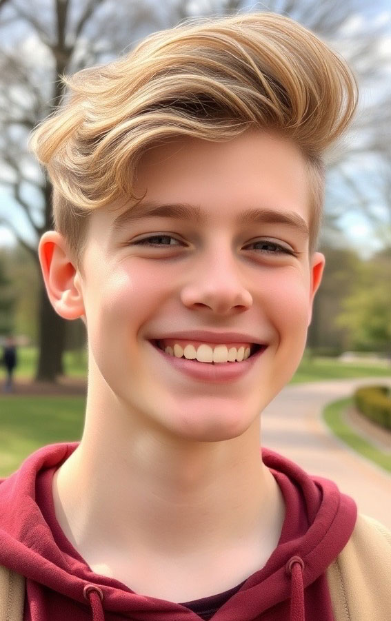 35 Trendy Haircuts for 16-17 Year Old Boys : Blonde Wave Lift