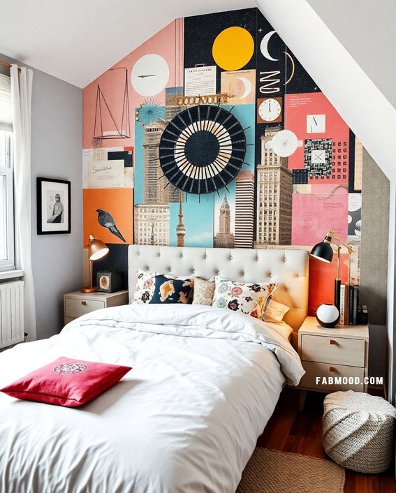 Urban Collage Dream, urban bedroom ideas, Art inspired bedroom ideas, Wall Art for bedroom above bed, Art inspired bedroom walls, Modern art inspired bedroom, wall Art inspired bedroom , Trendy wall art for bedroom