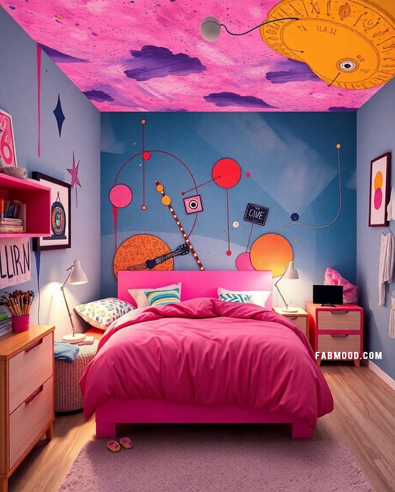 Cosmic Pink Explosion, urban bedroom ideas, Art inspired bedroom ideas, Wall Art for bedroom above bed, Art inspired bedroom walls, Modern art inspired bedroom, wall Art inspired bedroom , Trendy wall art for bedroom