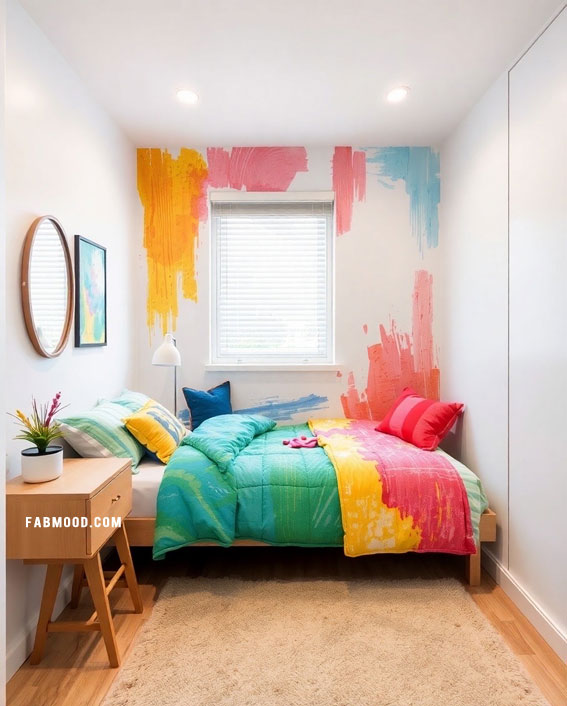 Colour Splash Haven, urban bedroom ideas, Art inspired bedroom ideas, Wall Art for bedroom above bed, Art inspired bedroom walls, Modern art inspired bedroom, wall Art inspired bedroom , Trendy wall art for bedroom