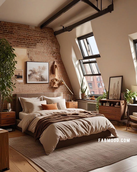 Industrial Chic Loft Bedroom, Loft Bedroom Idea, loft-style bedroom, loft conversion bedroom ideas, Bedroom white colour combination, Simple loft bedroom decorating ideas, earthy loft bedrooms images, Cozy farmhouse bedroom ideas, loft bedroom color