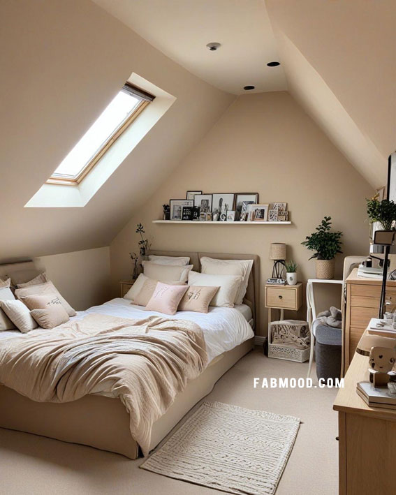 Cosy Personal Loft Nook, Loft Bedroom Idea, loft-style bedroom, loft conversion bedroom ideas, Bedroom white colour combination, Simple loft bedroom decorating ideas, earthy loft bedrooms images, Cozy farmhouse bedroom ideas, loft bedroom color