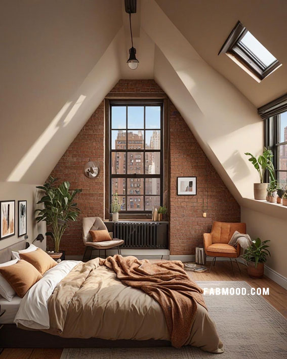 Urban Chic Loft Retreat, Loft Bedroom Idea, loft-style bedroom, loft conversion bedroom ideas, Bedroom white colour combination, Simple loft bedroom decorating ideas, earthy loft bedrooms images, Cozy farmhouse bedroom ideas, loft bedroom color