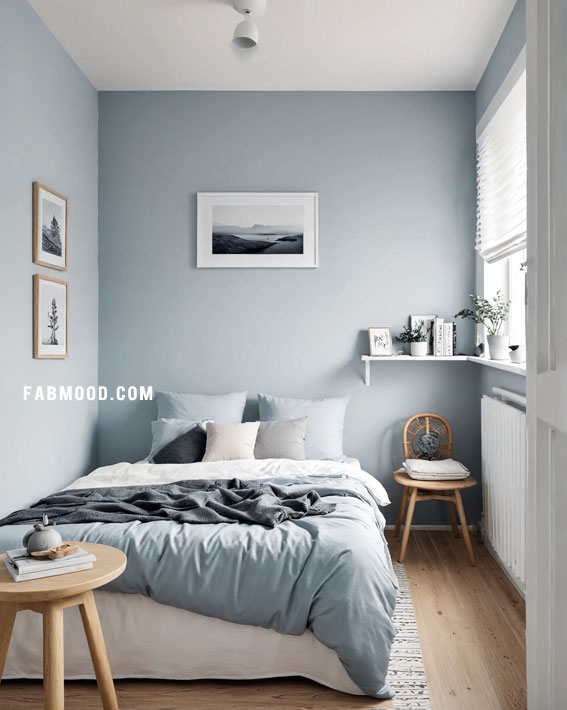 Calm and Cosy Sky Blue Bedroom, small bedroom ideas, small bedroom design, small bedroom decorating idea