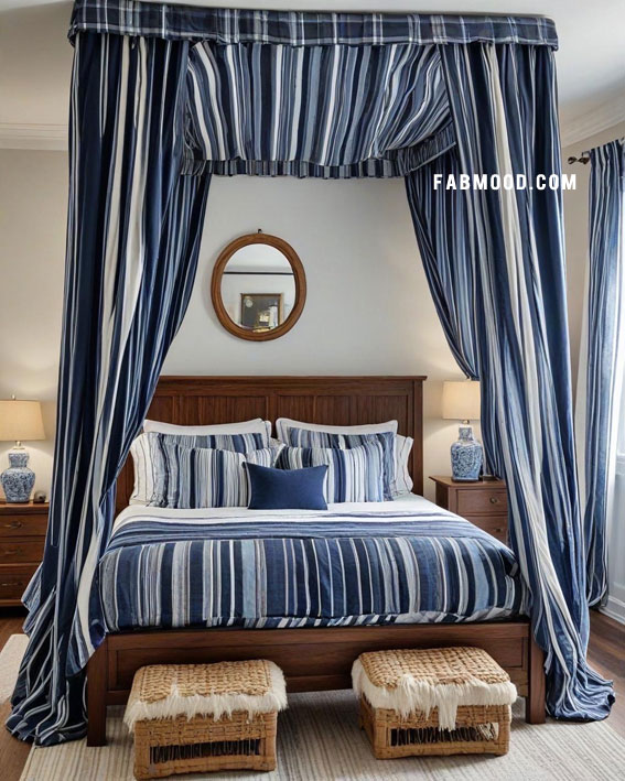 Nautical Elegance with a Canopy Twist, small bedroom ideas, small bedroom design, small bedroom decorating idea