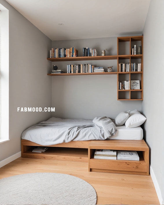 Minimalist Modern for Book Lovers , small bedroom ideas, small bedroom design, small bedroom decorating idea