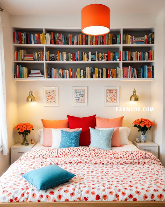 Bright and Bookish Charm, small bedroom ideas, small bedroom design, small bedroom decorating idea