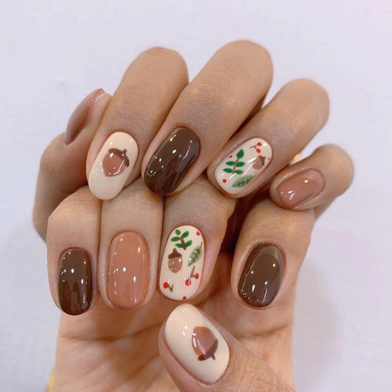 Woodland Harvest Vibes, thanksgiving nails, fall nails, thanksgiving nail art, autumn nails, festive fall nails, mix an match thanksgiving nails, thanksgiving nails simple