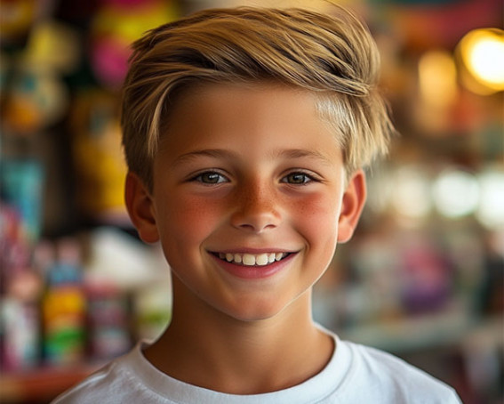 13 Year Old Boy Straight Haircut Voluminous Side Sweep