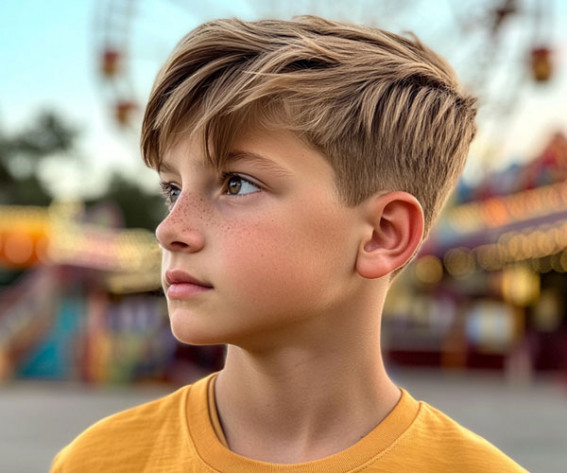 13 Year Old Boy Messy Side-Swept Undercut