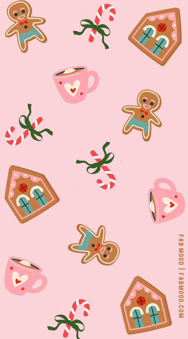 Joyful Christmas Wallpapers : Gingerbread Soft Pink Background